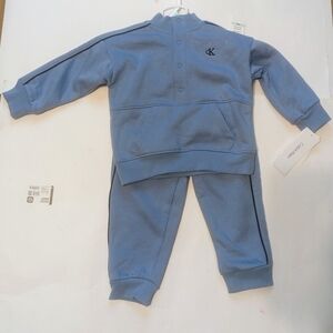 Calvin Klein Baby Boys' Semi-Snap Sweatsuit and Joggers, 2-piece set in Blue NWT